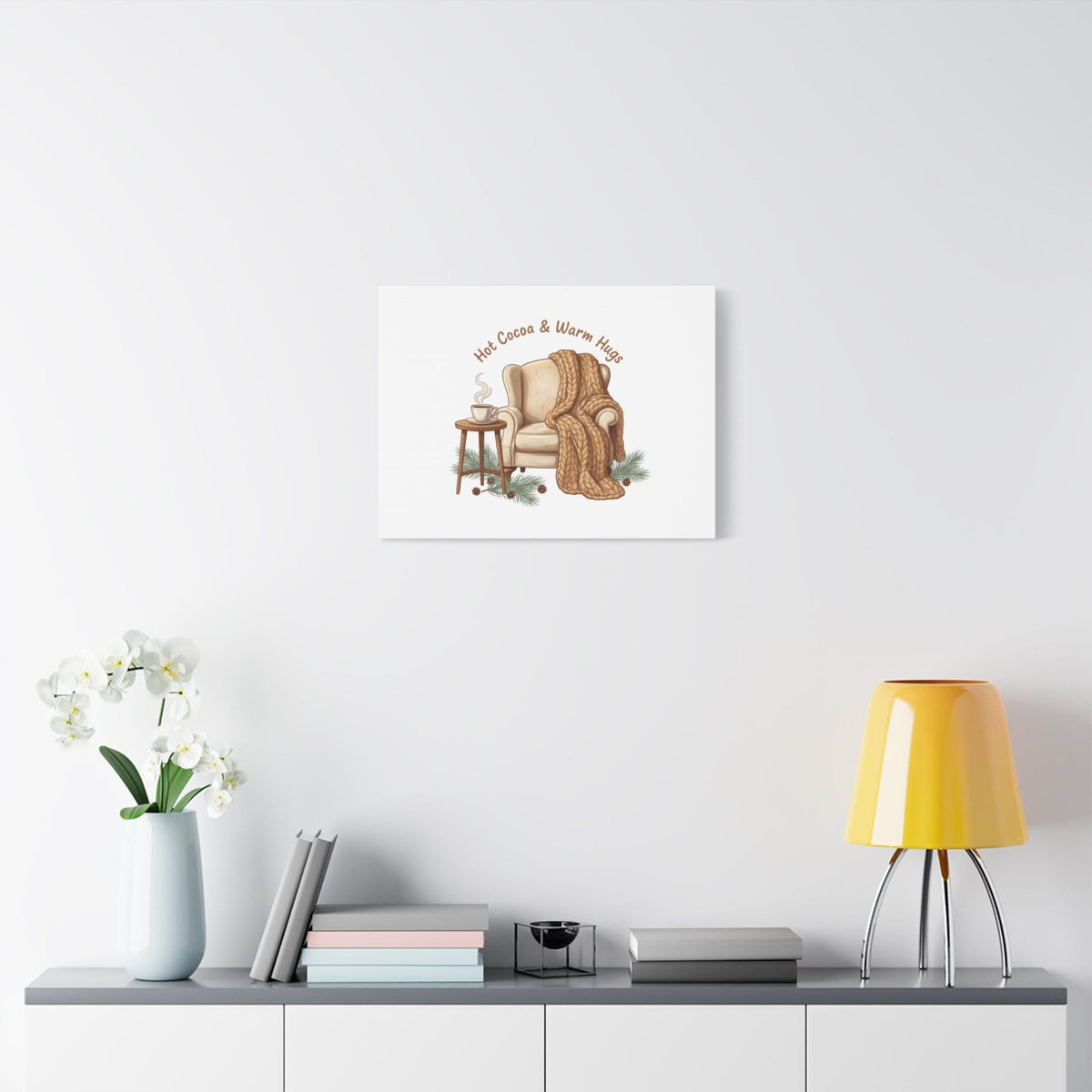 Hot Cocoa & Warm Hugs Canvas | cozycore hygge snuggle season