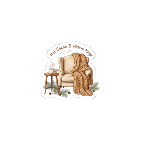 Hot Cocoa & Warm Hugs Sticker | cozycore, hygge, homebody vibes