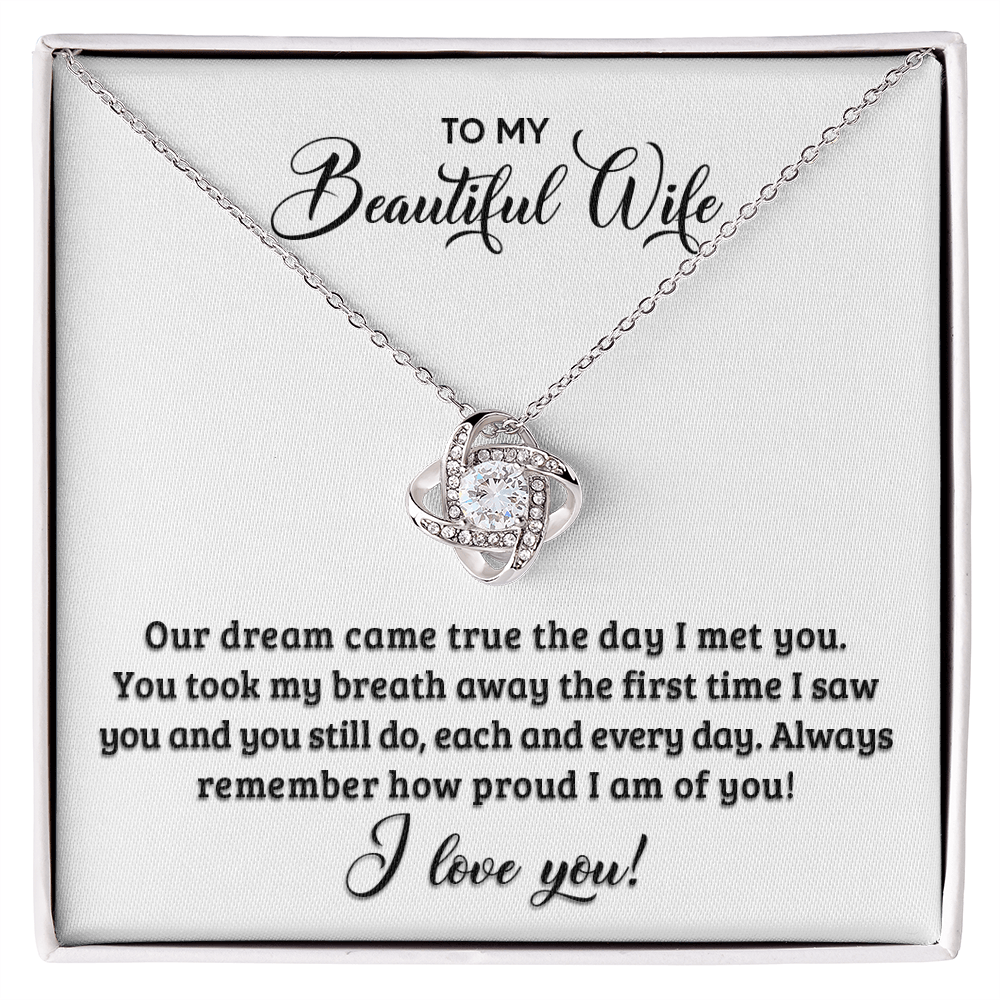 Love Knot Necklace for Wife - "You Are The Best Thing That Ever Happened To Me" - Message Card Gift Set