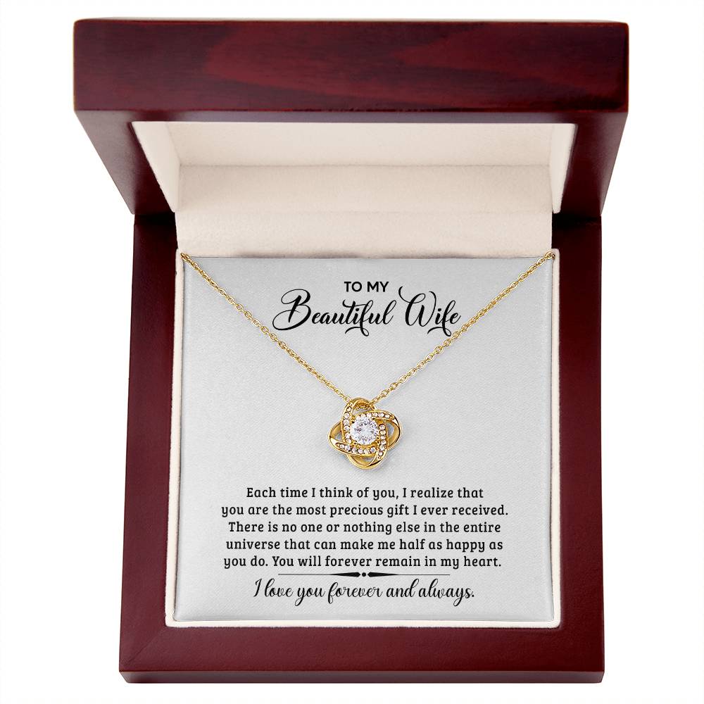 Love Knot Necklace for Wife - "I Can't Live Without You" - Sterling Silver Deep Connection Jewelry